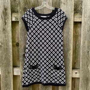 Black and white diamond pattern sweater dress
